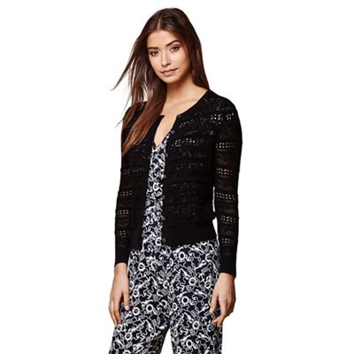 Black pointelle knitted cardigan